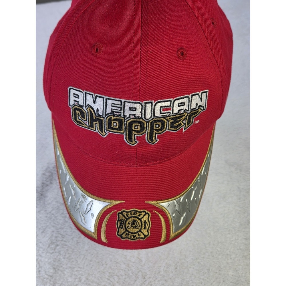 Vintage American Chopper Firefighter Hat Red FD Maltese Cross Strapback...